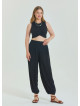 Elastic Waist Relaxed Cut Black Plus Size Trousers 4627